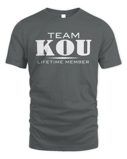 KOU BL62-K4-128 - Personalized “Team NAME Lifetime Member” - Unisex Standard T-Shirt - Charcoal