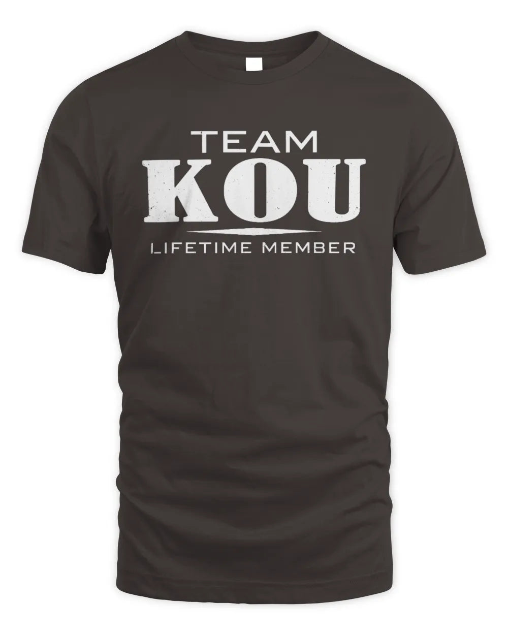 KOU BL62-K4-128 - Personalized “Team NAME Lifetime Member” - Unisex Standard T-Shirt - Dark Chocolate