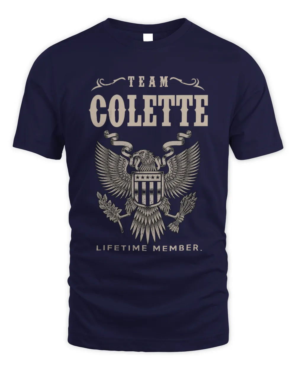 COLETTE TP06-K82 – Personalized Classic Style Apparel “Team NAME Lifetime Member” - Unisex Standard T-Shirt - Navy