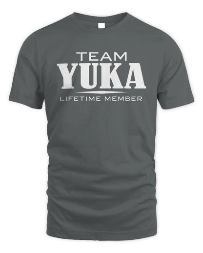 YUKA BL62-K4-128 - Personalized “Team NAME Lifetime Member” - Unisex Standard T-Shirt - Charcoal