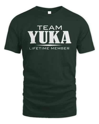YUKA BL62-K4-128 - Personalized “Team NAME Lifetime Member” - Unisex Standard T-Shirt - Forest Green