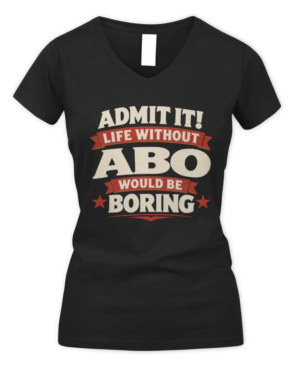 ABO P4 KT003 Personalized Funny Quote Apparel “Life Without NAME Would Be Boring” - Women's V-Neck T-Shirt - Black
