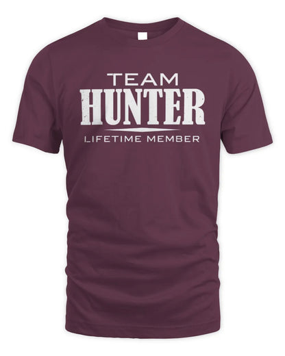HUNTER BL62-K4-128 - Personalized “Team NAME Lifetime Member” - Unisex Standard T-Shirt - Maroon