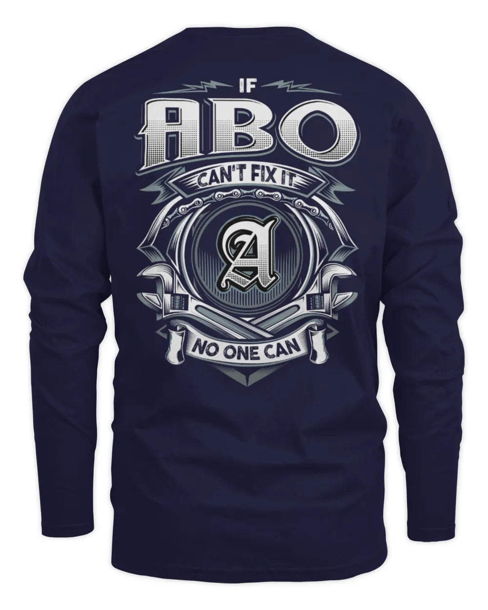 ABO AP81-K4-626 - Personalized Ahmed Quote Apparel “If Ahmed Can't Fix It, No One Can” - Men's Long Sleeved T-Shirt - Navy