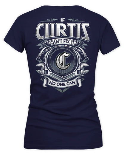 CURTIS AP81-K4-626 - Personalized Ahmed Quote Apparel “If Ahmed Can't Fix It, No One Can” - Women's V-Neck T-Shirt - Navy