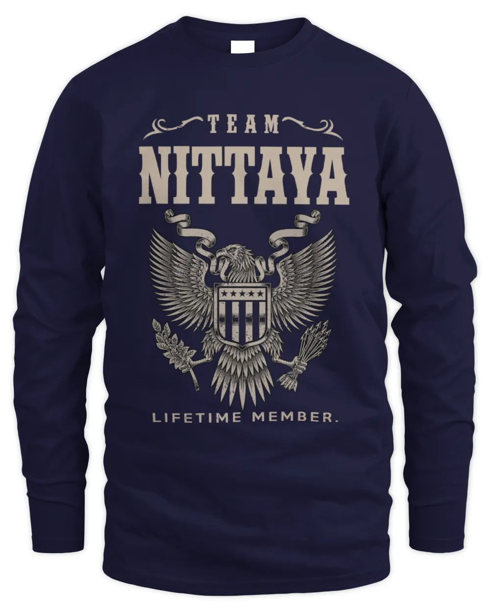 NITTAYA TP06-K82 – Personalized Classic Style Apparel “Team NAME Lifetime Member” - Men's Long Sleeved T-Shirt - Navy