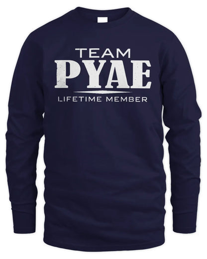 PYAE BL62-K4-128 - Personalized “Team NAME Lifetime Member” - Men's Long Sleeved T-Shirt - Navy