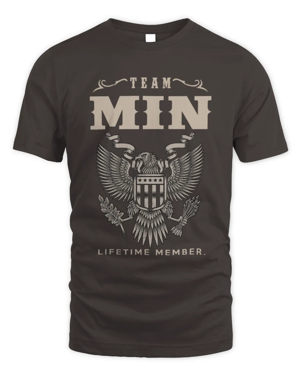 MIN TP06-K82 – Personalized Classic Style Apparel “Team NAME Lifetime Member” - Unisex Standard T-Shirt - Dark Chocolate