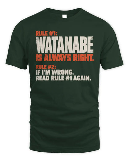 WATANABE NP1-H006 
Always Right Personalized Name T-Shirt – Funny Custom Name Shirt - Unisex Standard T-Shirt - Forest Green