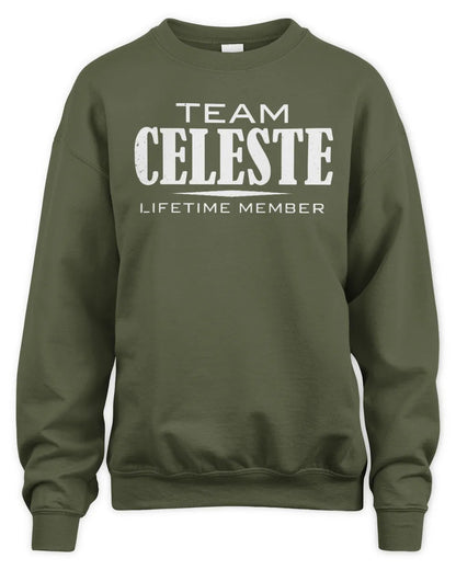 CELESTE BL62-K4-128 - Personalized “Team NAME Lifetime Member” - Unisex Sweatshirt - Military Green