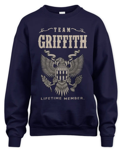 GRIFFITH TP06-K82 – Personalized Classic Style Apparel “Team NAME Lifetime Member” - Unisex Sweatshirt - Navy