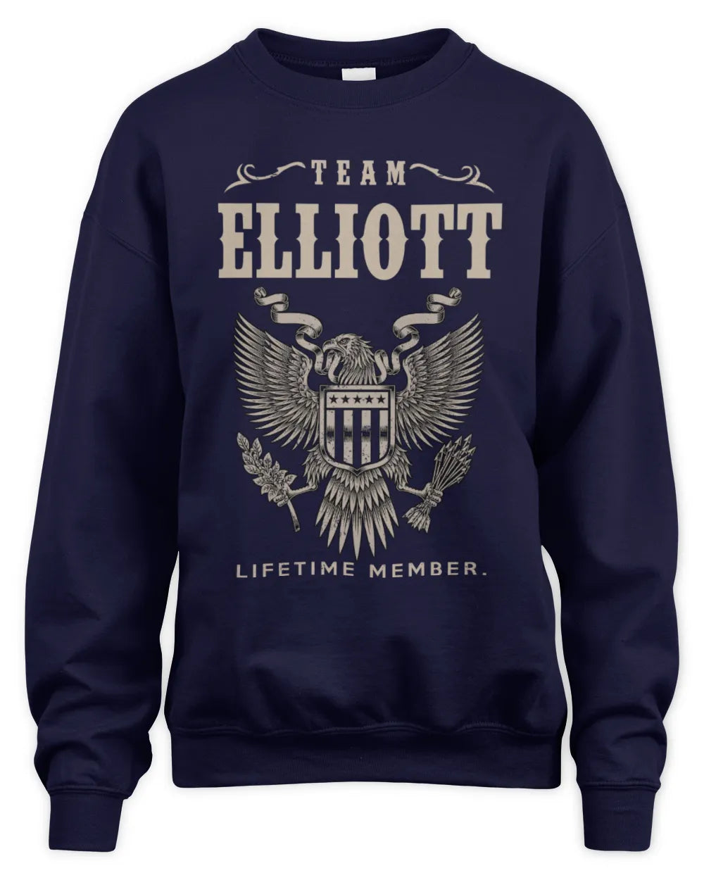 ELLIOTT TP06-K82 – Personalized Classic Style Apparel “Team NAME Lifetime Member” - Unisex Sweatshirt - Navy