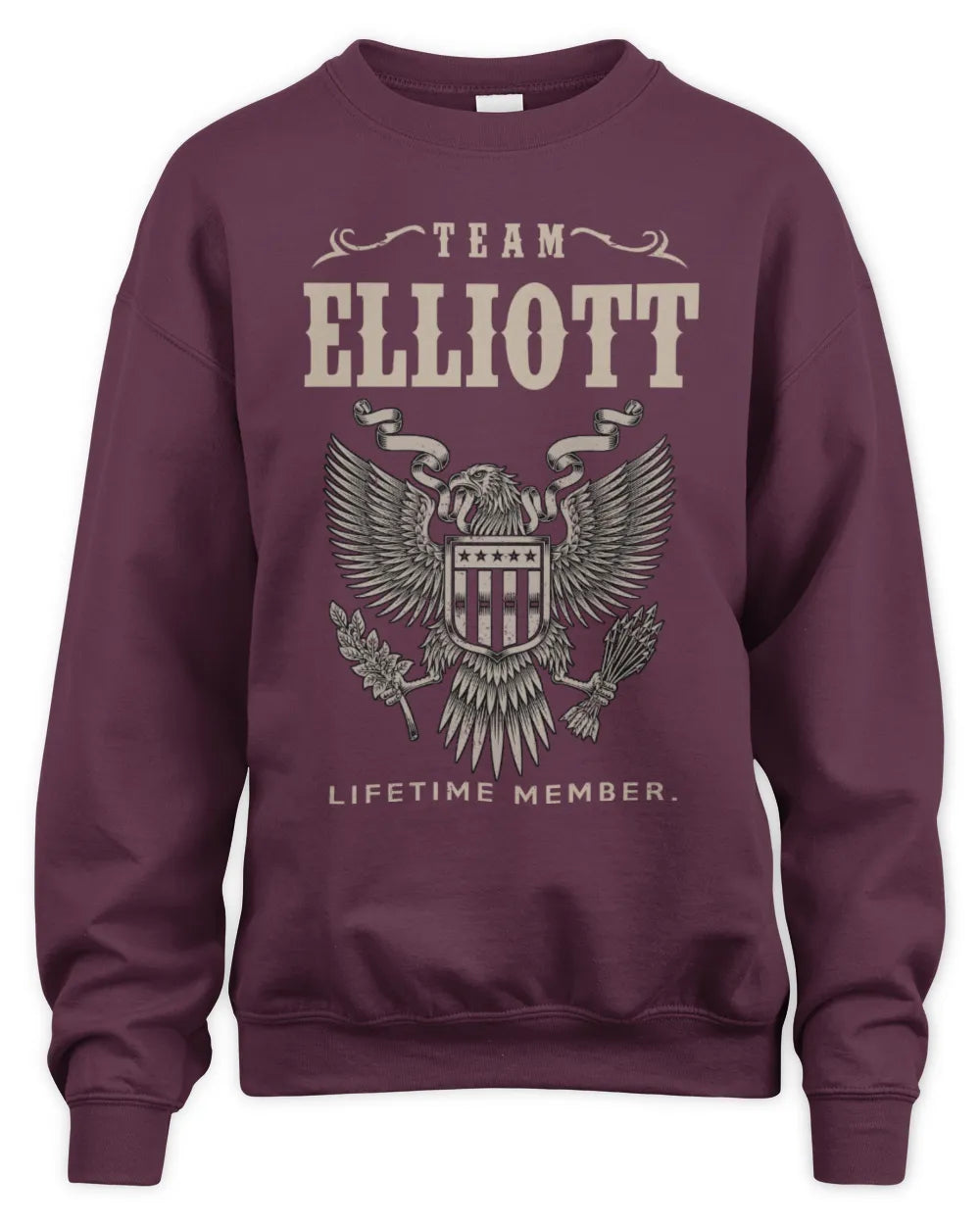 ELLIOTT TP06-K82 – Personalized Classic Style Apparel “Team NAME Lifetime Member” - Unisex Sweatshirt - Maroon