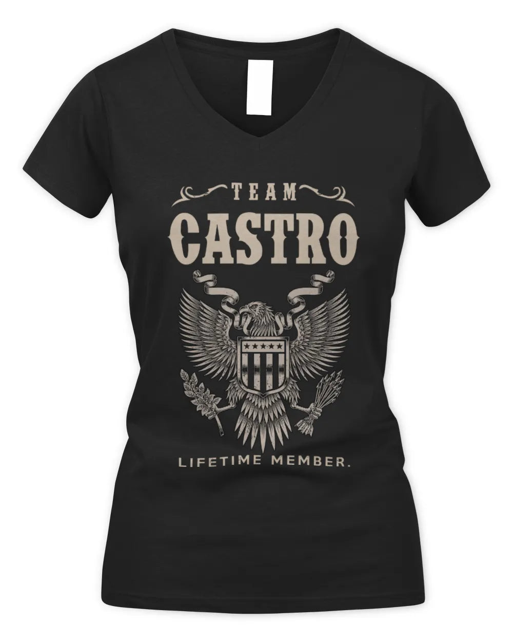 CASTRO TP06-K82 – Personalized Classic Style Apparel “Team NAME Lifetime Member” - Women's V-Neck T-Shirt - Black