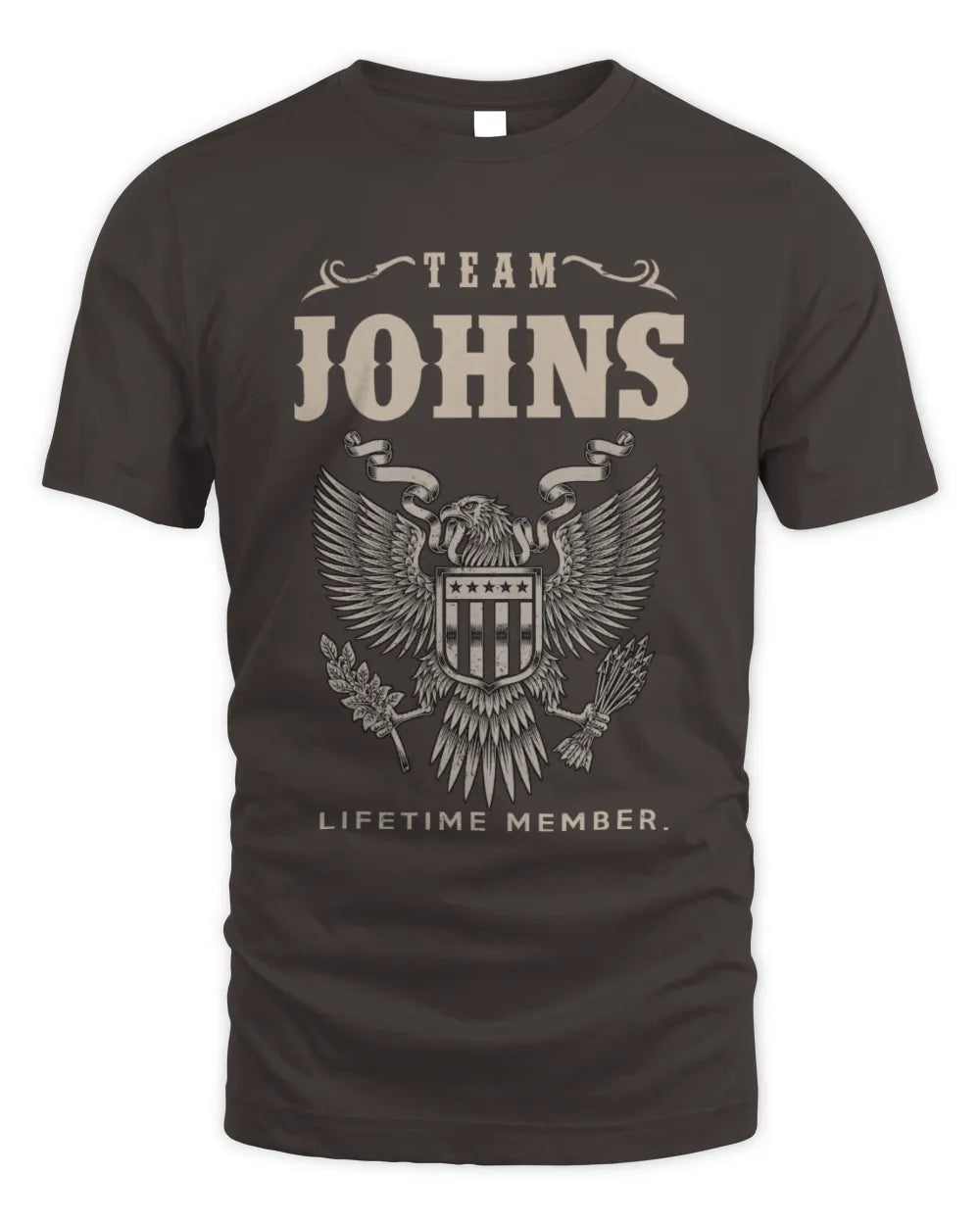 JOHNS TP06-K82 – Personalized Classic Style Apparel “Team NAME Lifetime Member” - Unisex Standard T-Shirt - Dark Chocolate