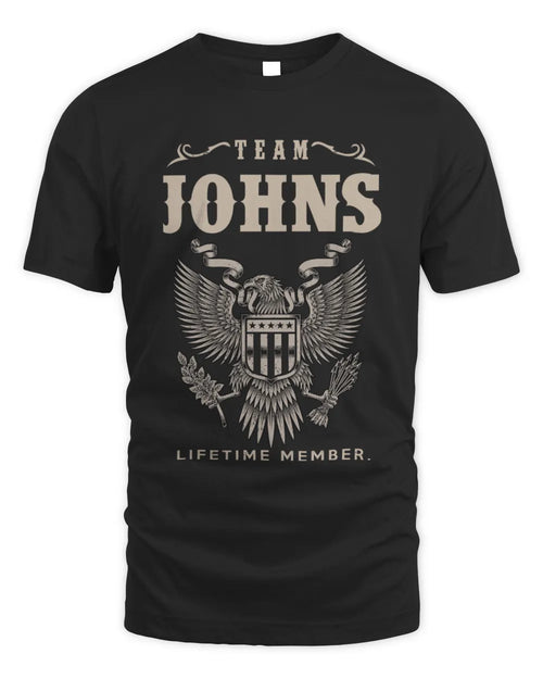 JOHNS TP06-K82 – Personalized Classic Style Apparel “Team NAME Lifetime Member” - Unisex Standard T-Shirt - Black