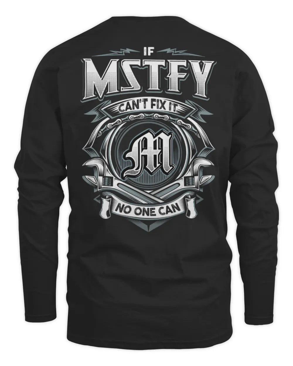 MSTFY AP81-K4-626 - Personalized Ahmed Quote Apparel “If Ahmed Can't Fix It, No One Can” - Men's Long Sleeved T-Shirt - Black