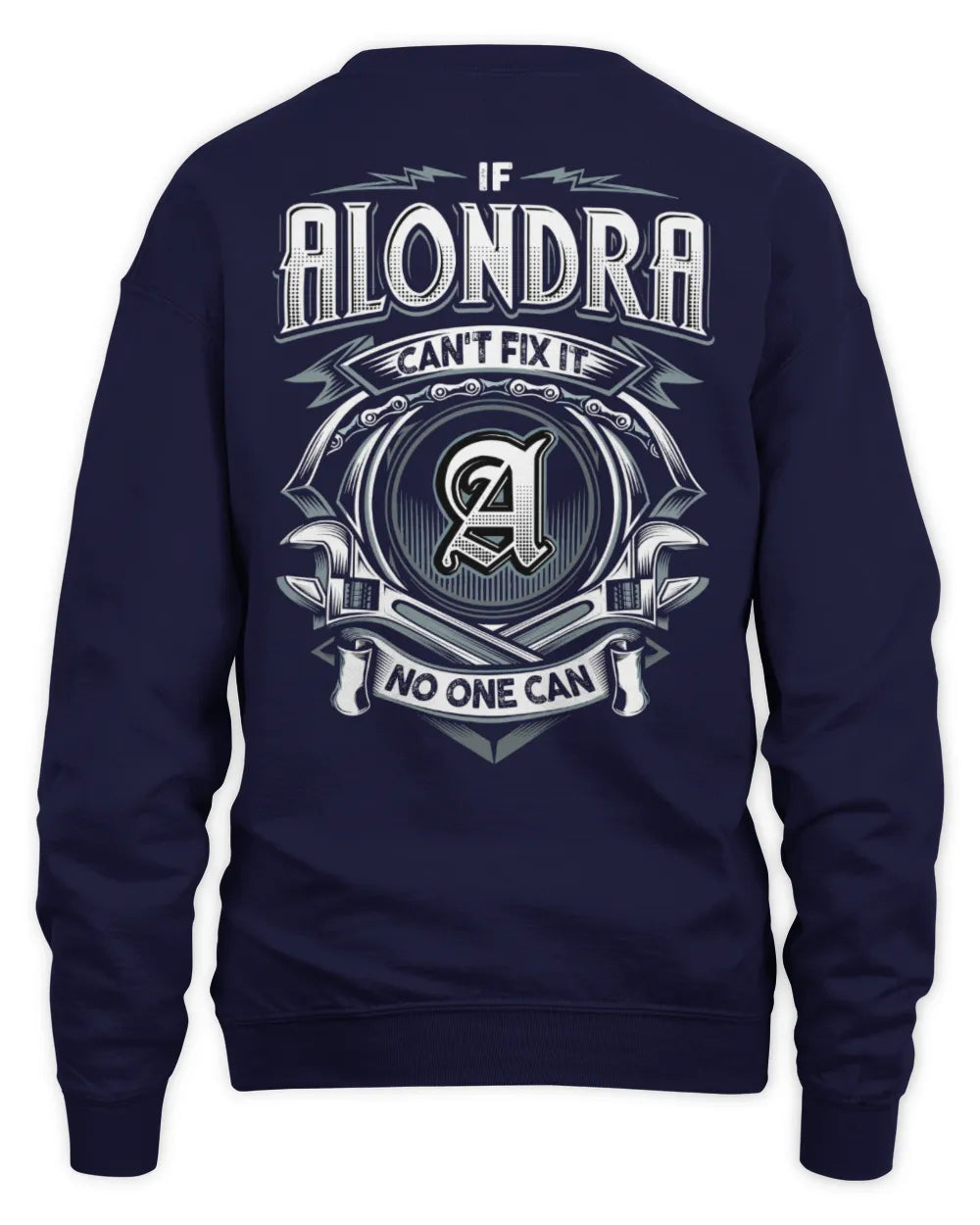 ALONDRA AP81-K4-626 - Personalized Ahmed Quote Apparel “If Ahmed Can't Fix It, No One Can” - Unisex Sweatshirt - Navy