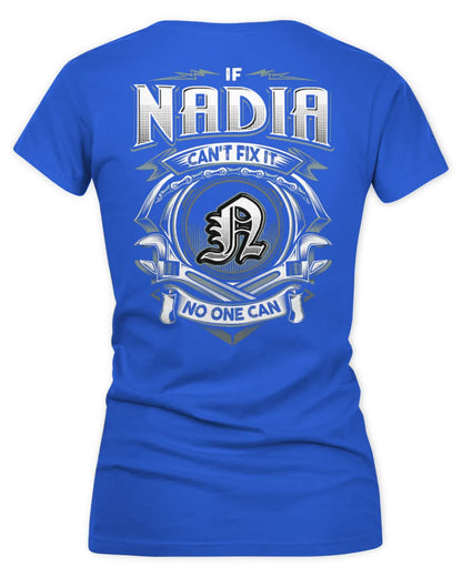 NADIA AP81-K4-626 - Personalized Ahmed Quote Apparel “If Ahmed Can't Fix It, No One Can” - Women's V-Neck T-Shirt - Royal
