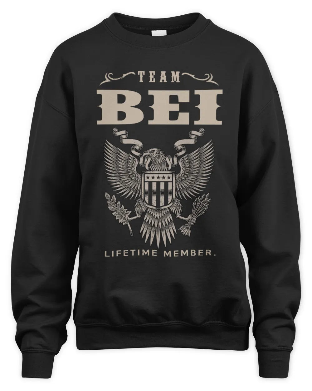 BEI TP06-K82 – Personalized Classic Style Apparel “Team NAME Lifetime Member” - Unisex Sweatshirt - Black