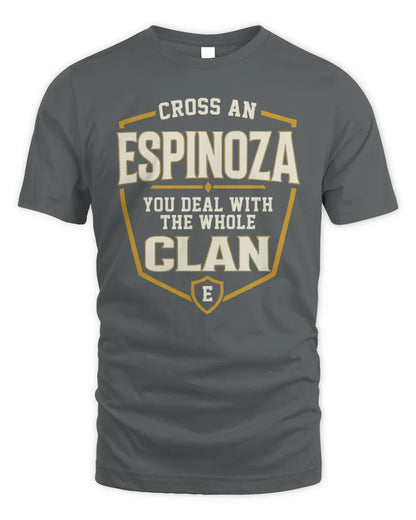ESPINOZA NT1-K008 Cross A/An NAME, You Deal With the Whole Clan | Personalized Vintage T-Shirt - Unisex Standard T-Shirt - Charcoal
