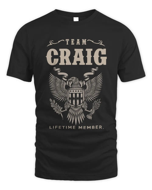 CRAIG TP06-K82 – Personalized Classic Style Apparel “Team NAME Lifetime Member” - Unisex Standard T-Shirt - Black