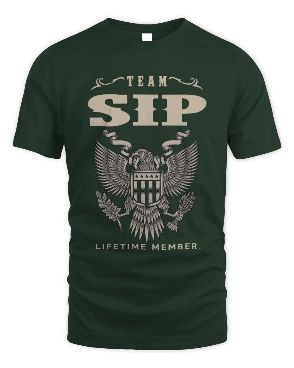 SIP TP06-K82 – Personalized Classic Style Apparel “Team NAME Lifetime Member” - Unisex Standard T-Shirt - Forest Green