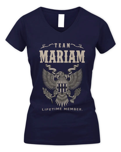 MARIAM TP06-K82 – Personalized Classic Style Apparel “Team NAME Lifetime Member” - Women's V-Neck T-Shirt - Navy