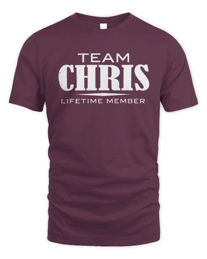 CHRIS BL62-K4-128 - Personalized “Team NAME Lifetime Member” - Unisex Standard T-Shirt - Maroon
