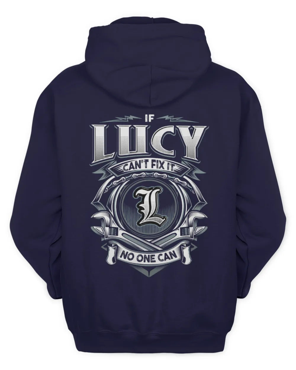 LUCY AP81-K4-626 - Personalized Ahmed Quote Apparel “If Ahmed Can't Fix It, No One Can” - Unisex Hoodie - Navy