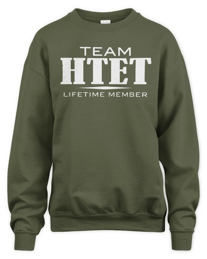 HTET BL62-K4-128 - Personalized “Team NAME Lifetime Member” - Unisex Sweatshirt - Military Green