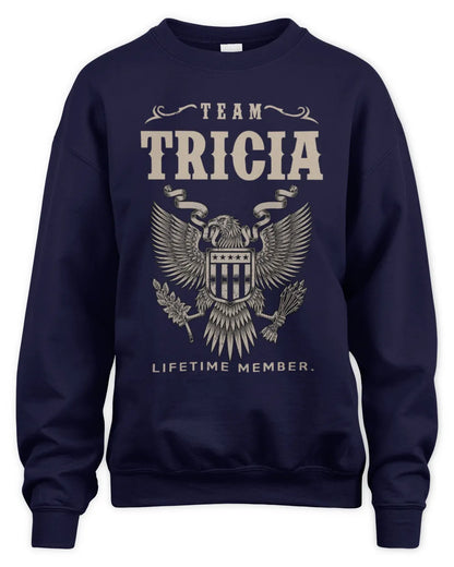 TRICIA TP06-K82 – Personalized Classic Style Apparel “Team NAME Lifetime Member” - Unisex Sweatshirt - Navy