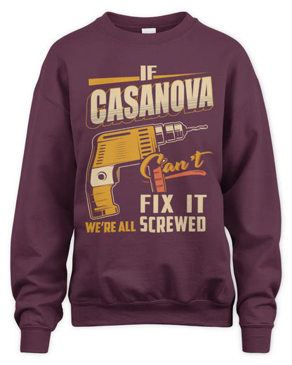 CASANOVA TP22-K4-228 - Personalized Handyman T-Shirt “If AARON Can’t Fix It, We’re All Screwed” - Unisex Sweatshirt - Maroon