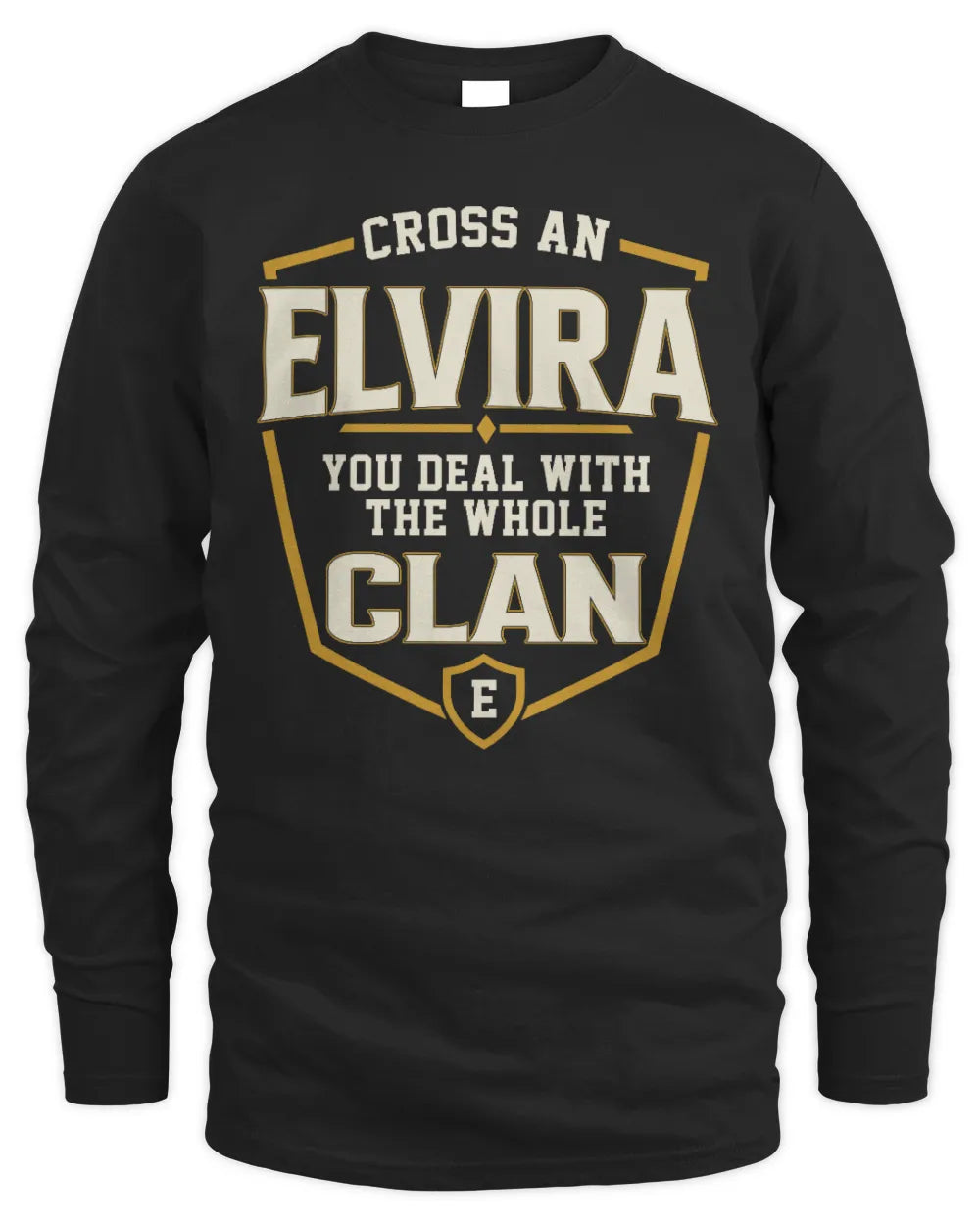 ELVIRA NT1-K008 Cross A/An NAME, You Deal With the Whole Clan | Personalized Vintage T-Shirt - Men's Long Sleeved T-Shirt - Black