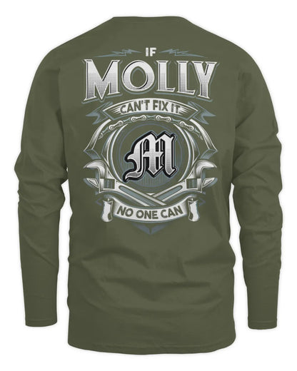 MOLLY AP81-K4-626 - Personalized Ahmed Quote Apparel “If Ahmed Can't Fix It, No One Can” - Men's Long Sleeved T-Shirt - Military Green