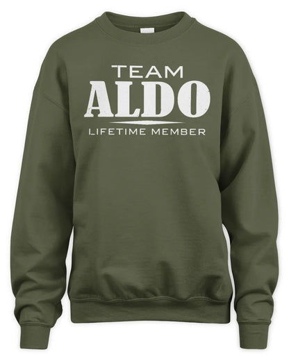 ALDO BL62-K4-128 - Personalized “Team NAME Lifetime Member” - Unisex Sweatshirt - Military Green