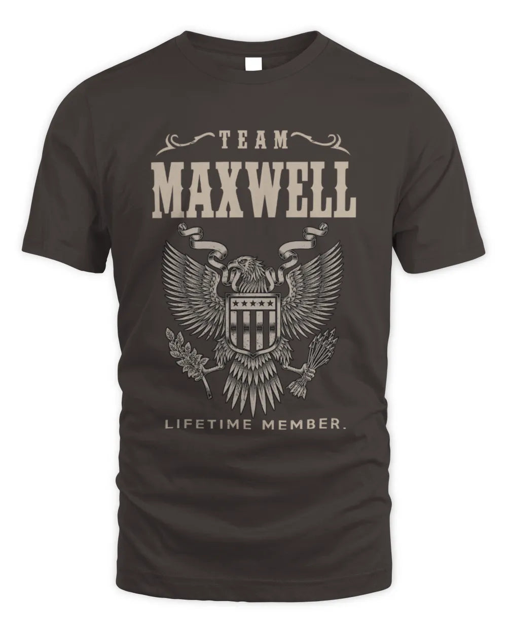 MAXWELL TP06-K82 – Personalized Classic Style Apparel “Team NAME Lifetime Member” - Unisex Standard T-Shirt - Dark Chocolate