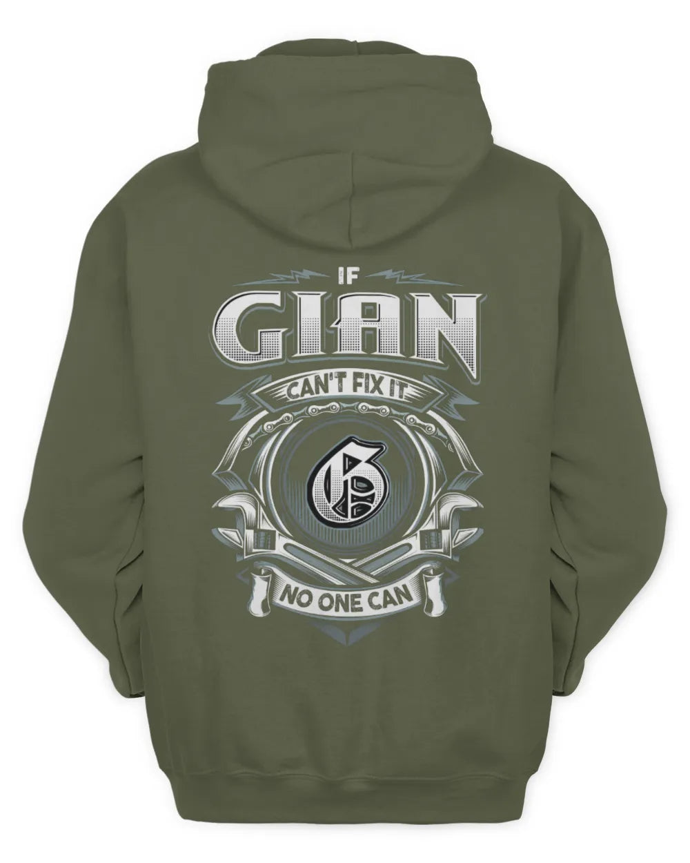 GIAN AP81-K4-626 - Personalized Ahmed Quote Apparel “If Ahmed Can't Fix It, No One Can” - Unisex Hoodie - Military Green