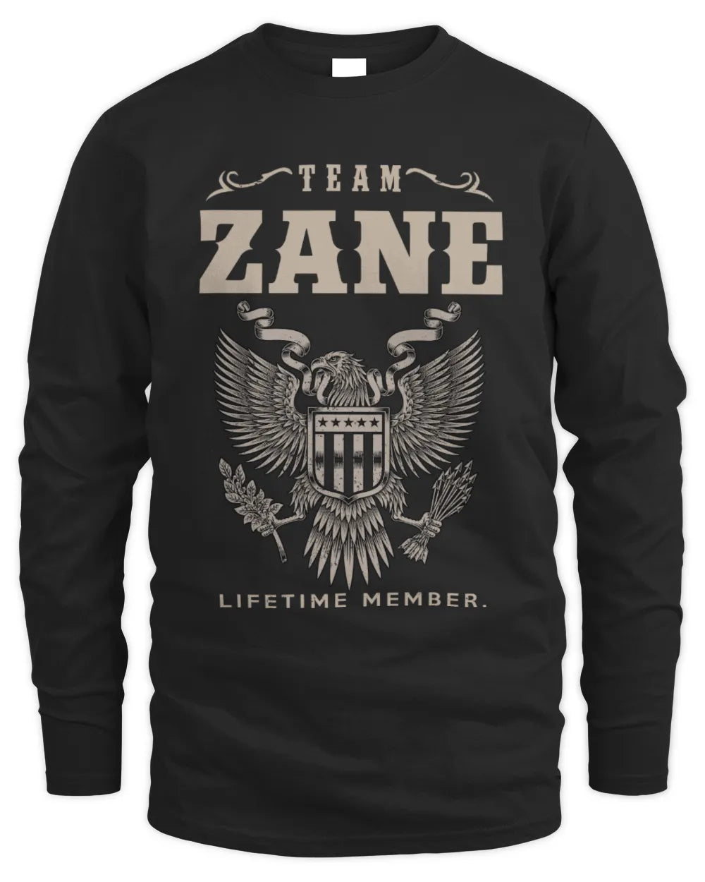 ZANE TP06-K82 – Personalized Classic Style Apparel “Team NAME Lifetime Member” - Men's Long Sleeved T-Shirt - Black