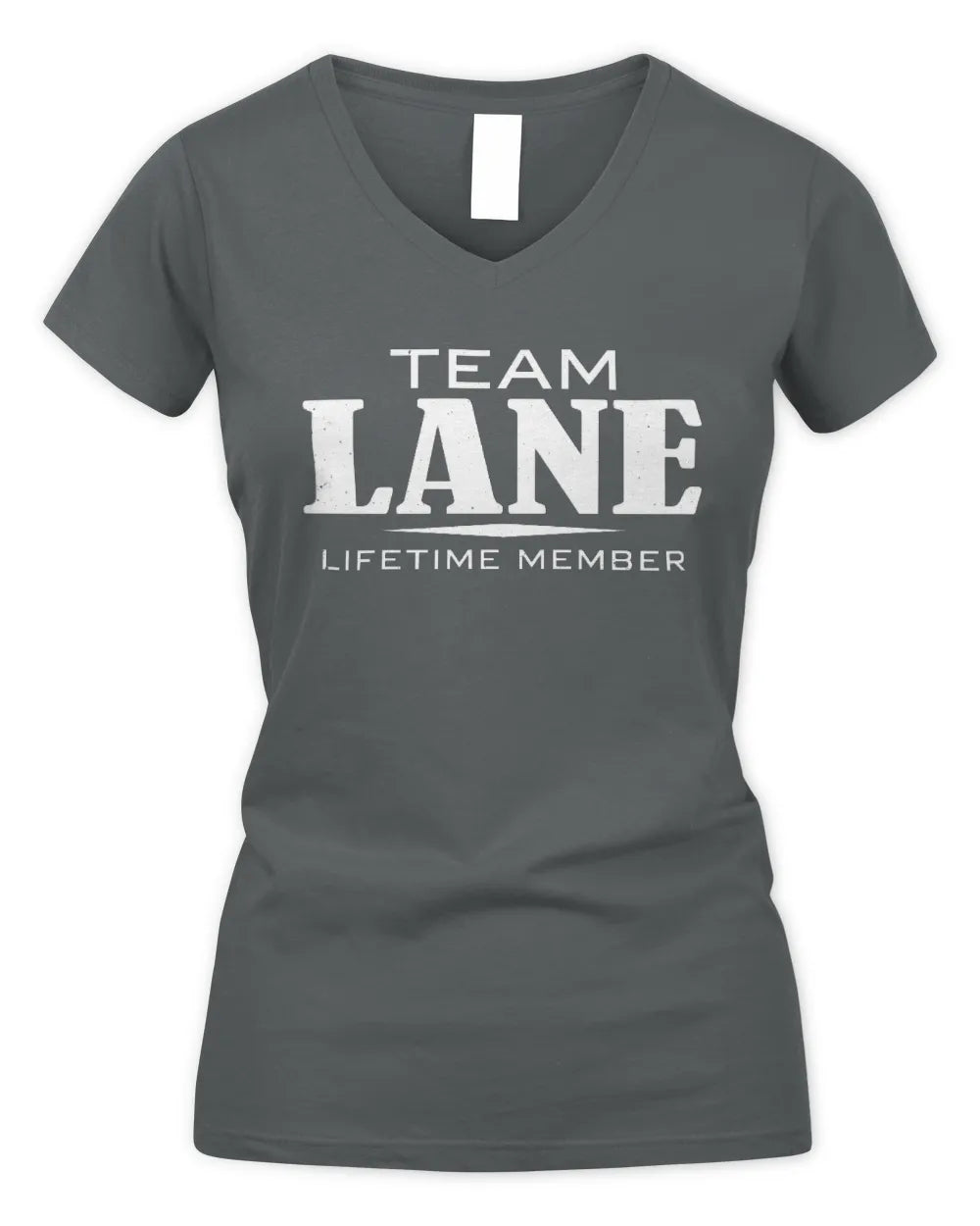 LANE BL62-K4-128 - Personalized “Team NAME Lifetime Member” - Women's V-Neck T-Shirt - Charcoal
