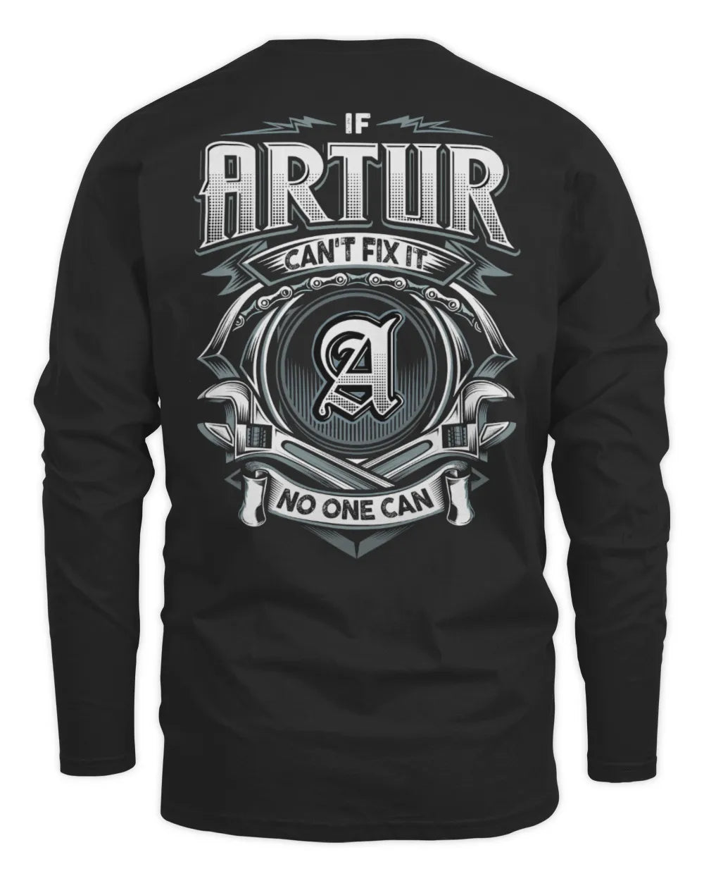 ARTUR AP81-K4-626 - Personalized Ahmed Quote Apparel “If Ahmed Can't Fix It, No One Can” - Men's Long Sleeved T-Shirt - Black