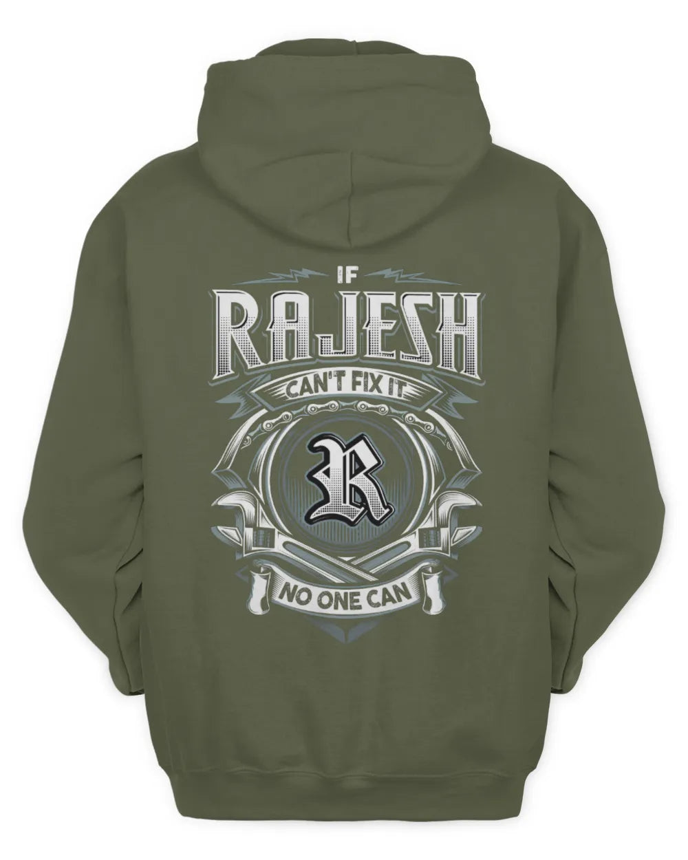 RAJESH AP81-K4-626 - Personalized Ahmed Quote Apparel “If Ahmed Can't Fix It, No One Can” - Unisex Hoodie - Military Green