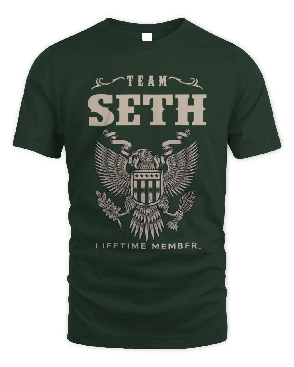 SETH TP06-K82 – Personalized Classic Style Apparel “Team NAME Lifetime Member” - Unisex Standard T-Shirt - Forest Green