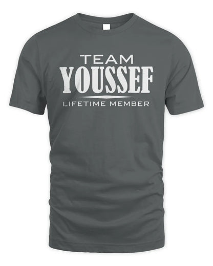 YOUSSEF BL62-K4-128 - Personalized “Team NAME Lifetime Member” - Unisex Standard T-Shirt - Charcoal