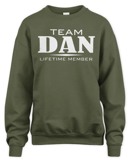 DAN BL62-K4-128 - Personalized “Team NAME Lifetime Member” - Unisex Sweatshirt - Military Green