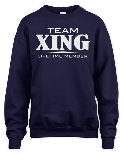 XING BL62-K4-128 - Personalized “Team NAME Lifetime Member” - Unisex Sweatshirt - Navy