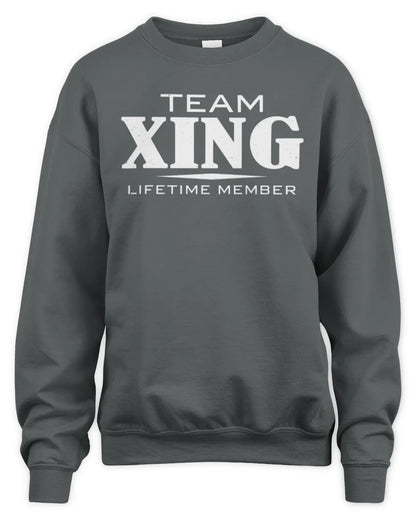 XING BL62-K4-128 - Personalized “Team NAME Lifetime Member” - Unisex Sweatshirt - Charcoal
