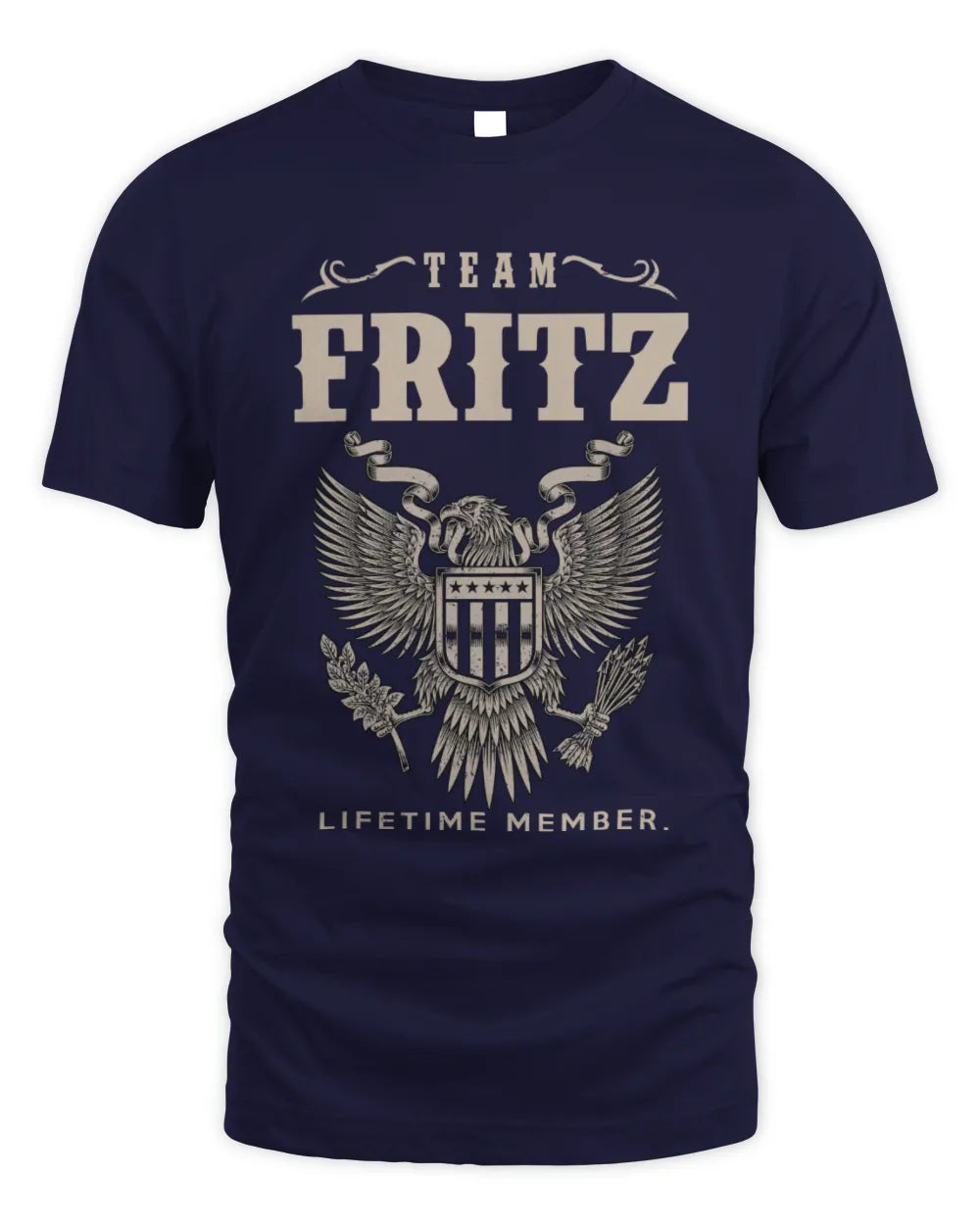 FRITZ TP06-K82 – Personalized Classic Style Apparel “Team NAME Lifetime Member” - Unisex Standard T-Shirt - Navy