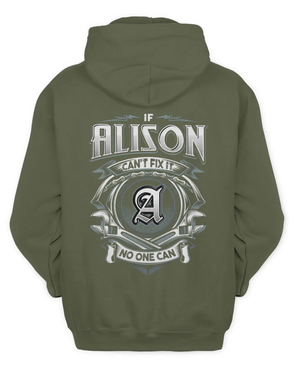 ALISON AP81-K4-626 - Personalized Ahmed Quote Apparel “If Ahmed Can't Fix It, No One Can” - Unisex Hoodie - Military Green