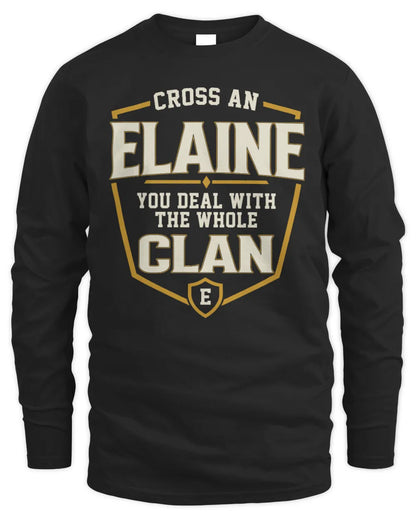 ELAINE NT1-K008 Cross A/An NAME, You Deal With the Whole Clan | Personalized Vintage T-Shirt - Men's Long Sleeved T-Shirt - Black